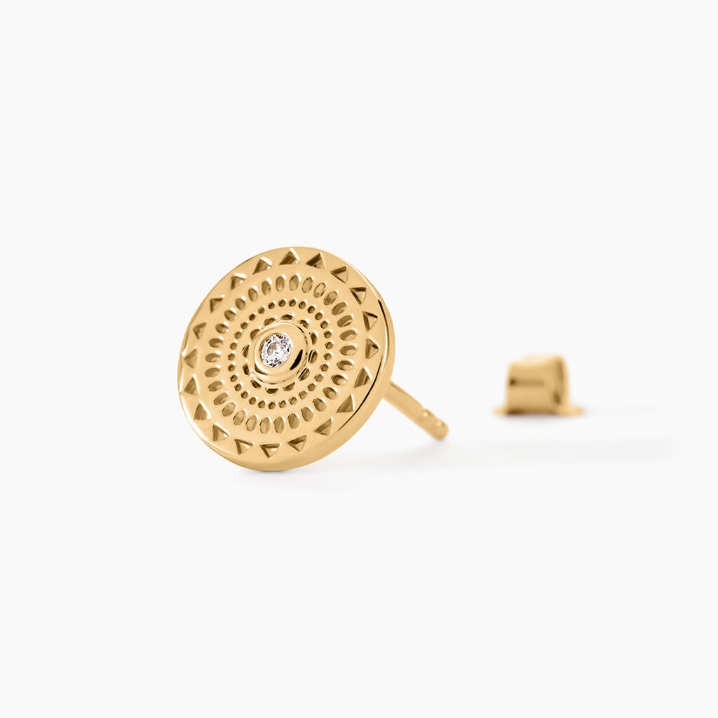 Boucles D'oreilles Puces Carmina Plaqu&eacute; Or Jaune Oxyde De Zirconium - Boucles d'oreilles fantaisie Femme | Histoire d&rsquo;Or
