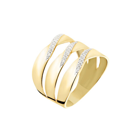 Bague Catharine 3 Rangs Or Jaune Diamant - Bagues avec pierre Femme | Histoire d’Or