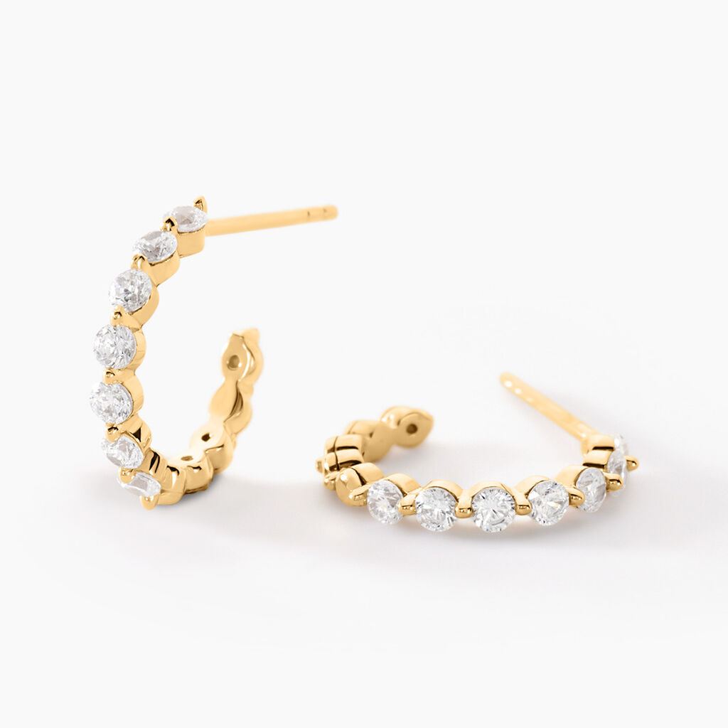 Cr&eacute;oles Or Jaune Chylan Oxydes De Zirconium - Boucles d'oreilles cr&eacute;oles Femme | Histoire d&rsquo;Or