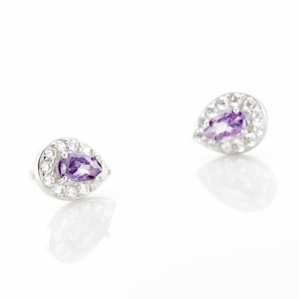 Boucles D'oreilles Puces Argent Blanc Tania Oxydes De Zirconium - Boucles d'oreilles fantaisie Femme | Histoire d’Or