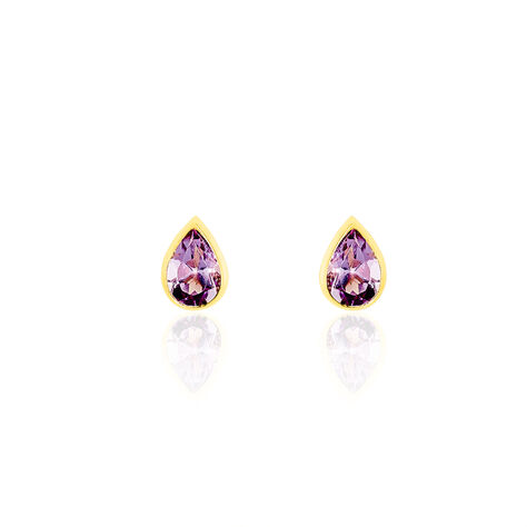 Boucles D'oreilles Puces Fassia Or Jaune Amethyste - Clous d'oreilles Femme | Histoire d’Or