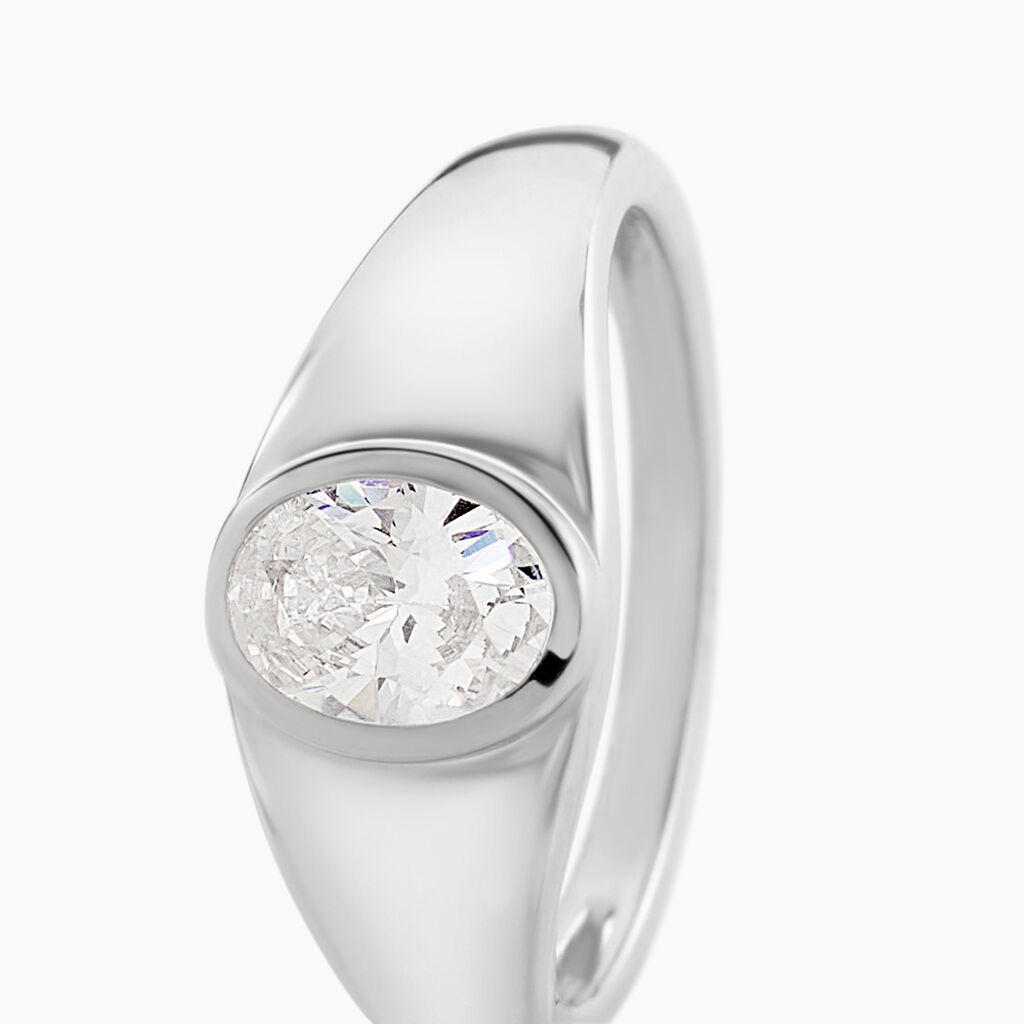 Bague Huge Argent Blanc Oxyde De Zirconium - Bagues avec pierre Femme | Histoire d&rsquo;Or