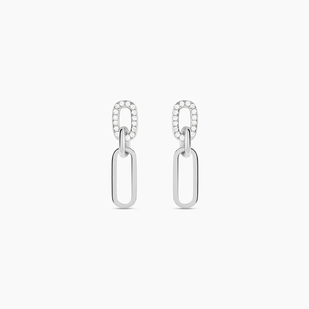 Boucles D'oreilles Pendantes Trait D'union Argent Blanc Oxyde - Boucles d'oreilles fantaisie Femme | Histoire d&rsquo;Or