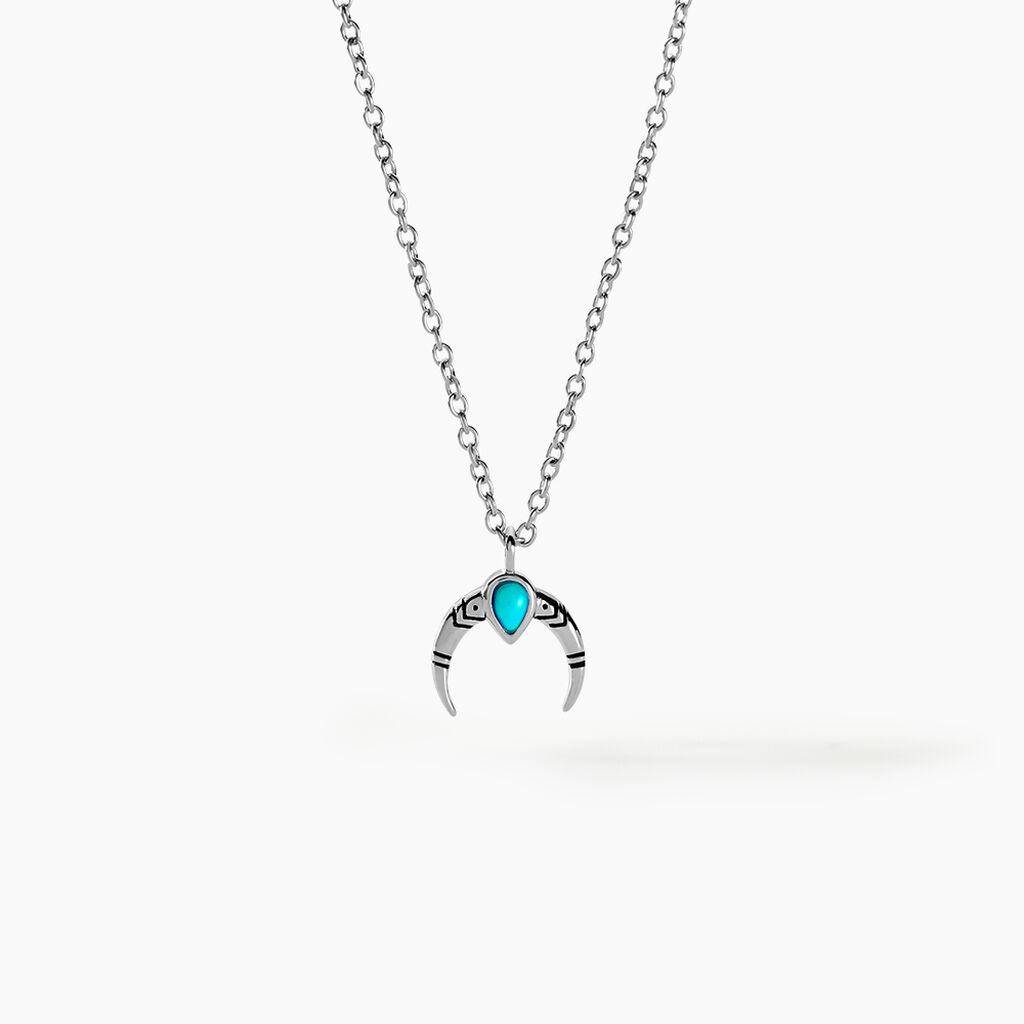 Collier Estrid Argent Blanc Turquoise - Colliers fantaisie Femme | Histoire d’Or