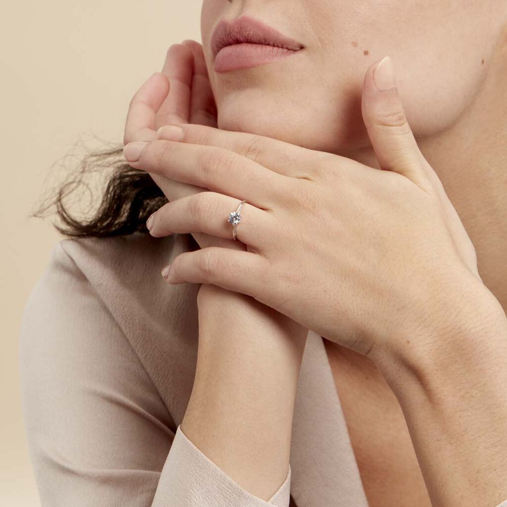 Bague Solitaire Lydia Argent Blanc Oxyde De Zirconium - Bagues solitaires Femme | Histoire d’Or