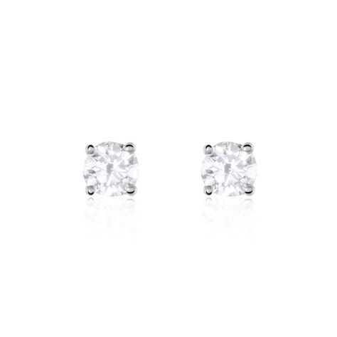 Boucles D'oreilles Puces Or Blanc Victoria Diamants - Clous d'oreilles Femme | Histoire d’Or