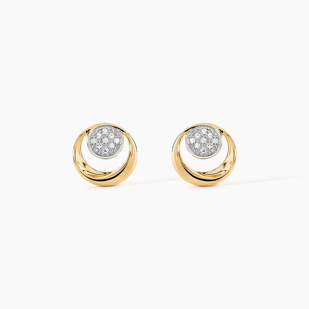 Boucles D'oreilles Puces Liana Or Jaune Diamant - Boucles d'oreilles pierres pr&eacute;cieuses Femme | Histoire d&rsquo;Or