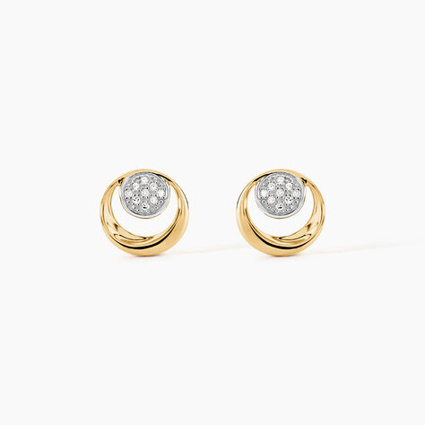 Boucles D'oreilles Puces Liana Or Jaune Diamant - Boucles d'oreilles pierres pr&eacute;cieuses Femme | Histoire d&rsquo;Or