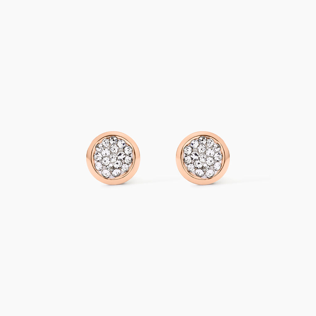 Boucles D'oreilles Puces Edmee Cercle 0 Or Rose Strass - Clous d'oreilles Femme | Histoire d&rsquo;Or