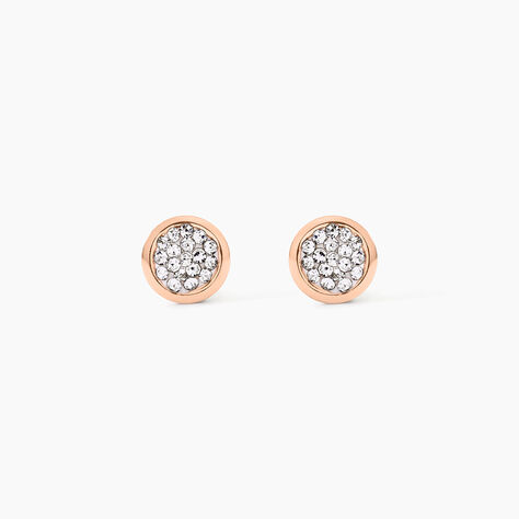 Boucles D'oreilles Puces Edmee Cercle 0 Or Rose Strass - Clous d'oreilles Femme | Histoire d&rsquo;Or