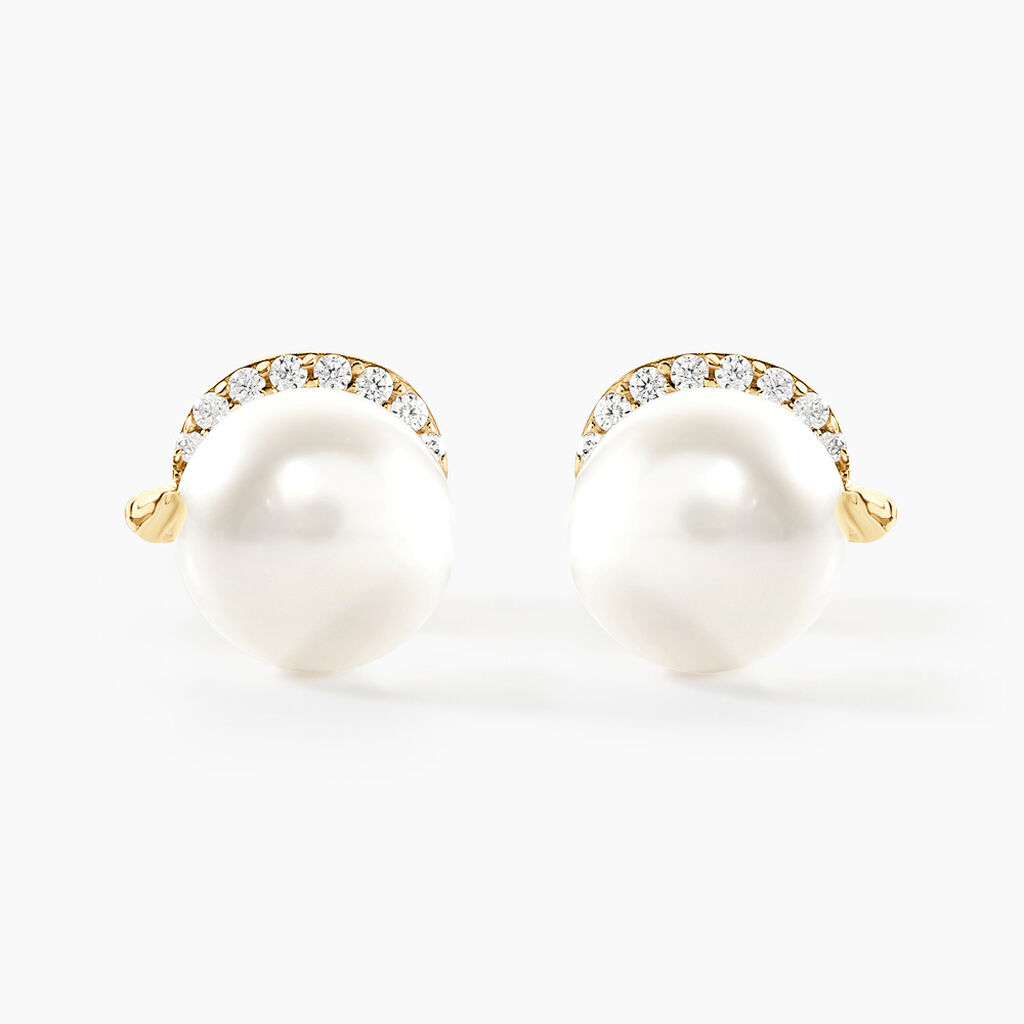 Boucles D'oreilles Puces Lucinda Or Jaune Perle De Culture - Clous d'oreilles Femme | Histoire d’Or