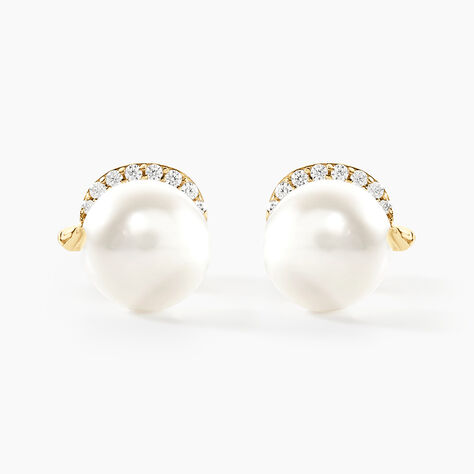 Boucles D'oreilles Puces Lucinda Or Jaune Perle De Culture - Clous d'oreilles Femme | Histoire d’Or