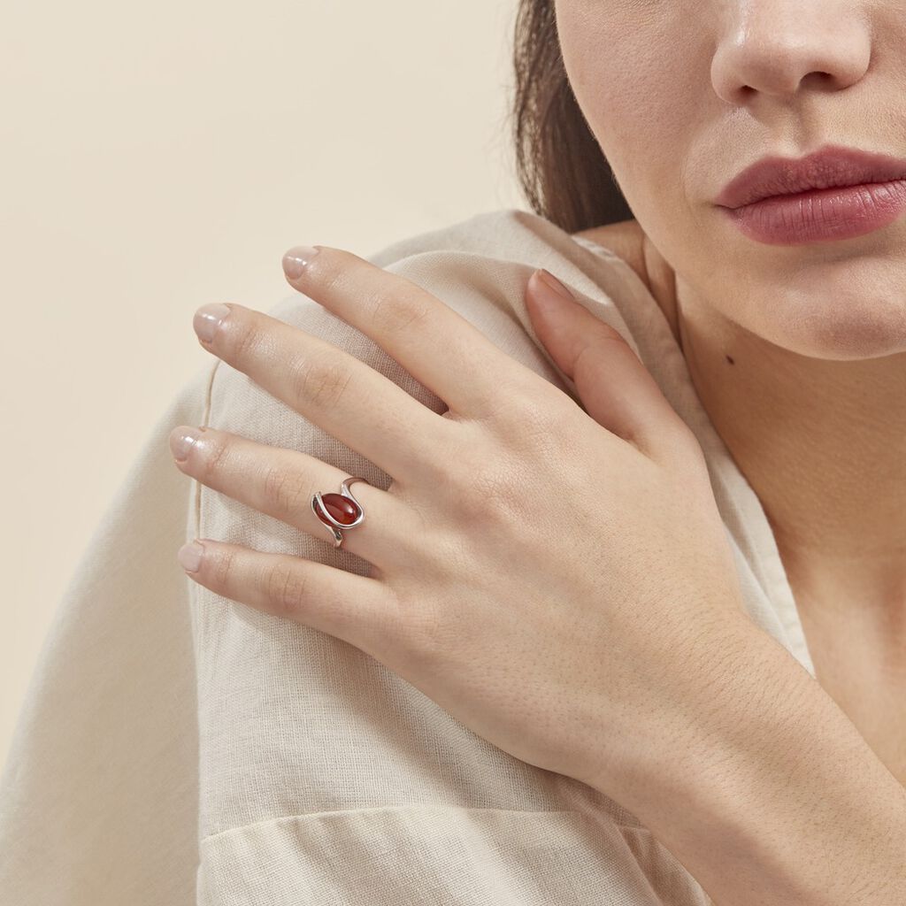 Bague Argent Blanc Leeloo Ambre - Bagues solitaires Femme | Histoire d’Or