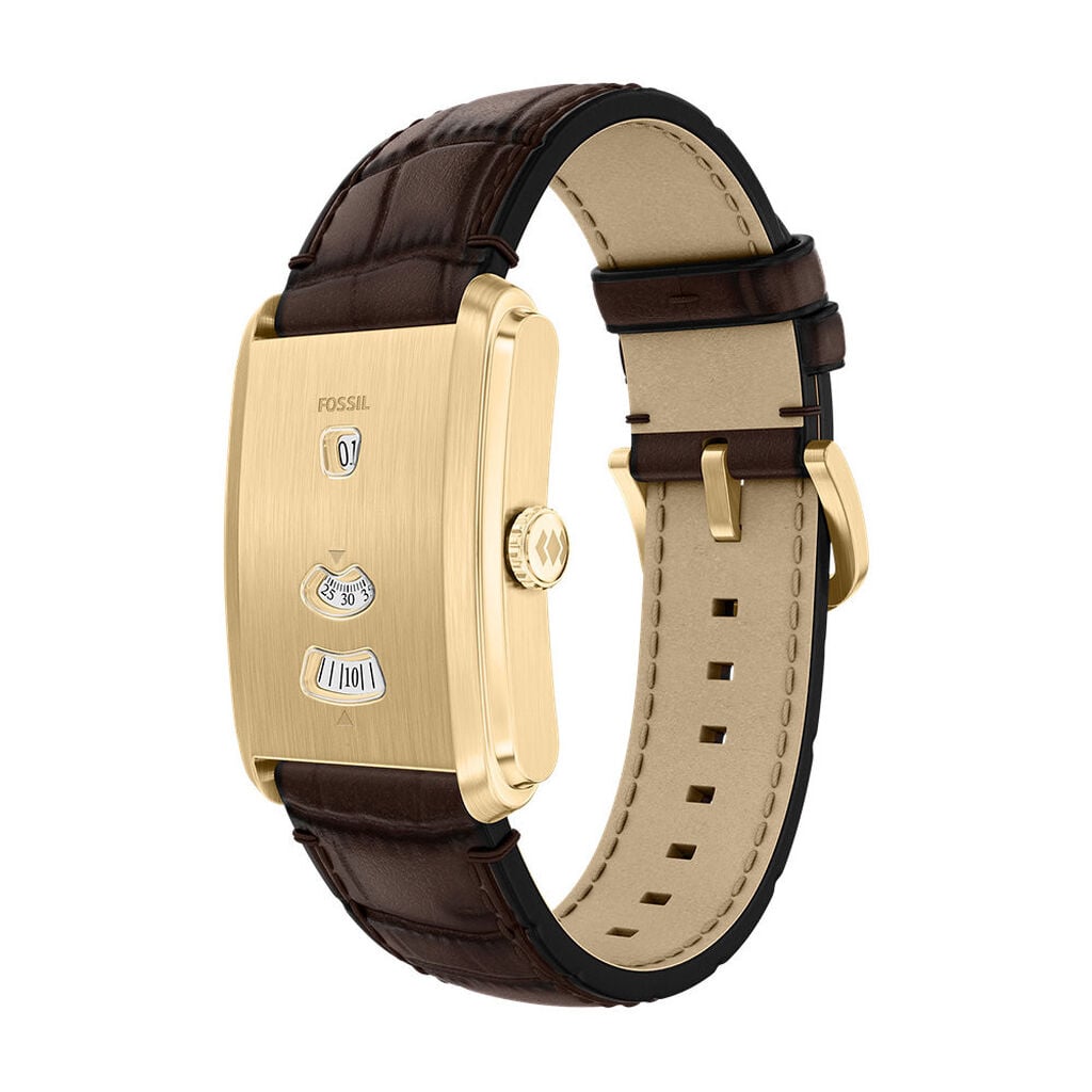 Montre Fossil Carraway Jumping Hour Dor&eacute; - Montres &eacute;tanches Homme | Histoire d&rsquo;Or