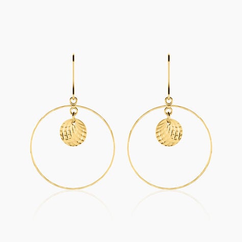Boucles D'oreilles Pendantes Iakopa Acier Jaune - Boucles d'oreilles fantaisie Femme | Histoire d’Or
