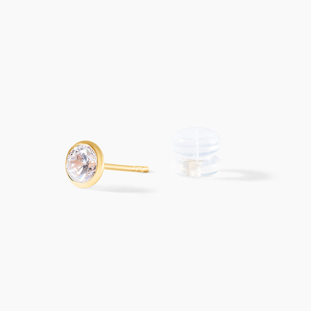 Boucles D'oreilles Puces Daria Serti Clos Or Jaune Oxyde De Zirconium - Clous d'oreilles Femme | Histoire d’Or