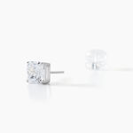 Boucles D'oreilles Puces Doreen Carre Or Blanc Oxyde De Zirconium - Clous d'oreilles Femme | Histoire d&rsquo;Or