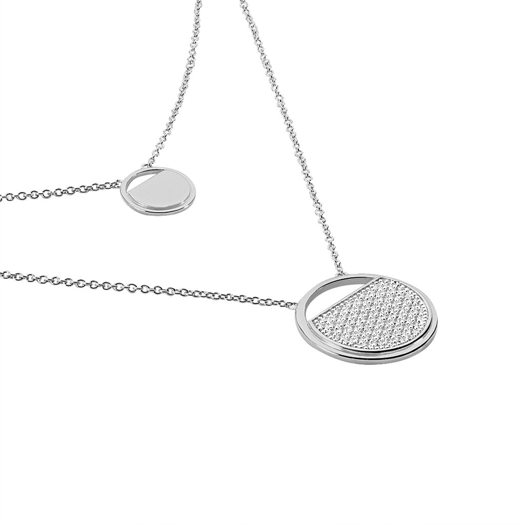 Collier Laetizia Clara Argent Blanc Oxyde De Zirconium - Colliers doubles et triples cha&icirc;nes Femme | Histoire d&rsquo;Or