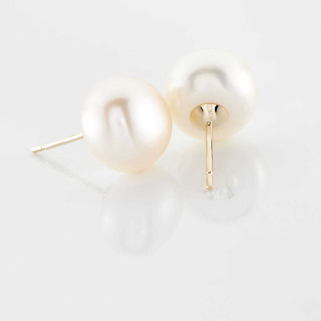 Boucles D'oreilles Puces Ursulina Or Jaune Perle De Culture - Clous d'oreilles Femme | Histoire d’Or
