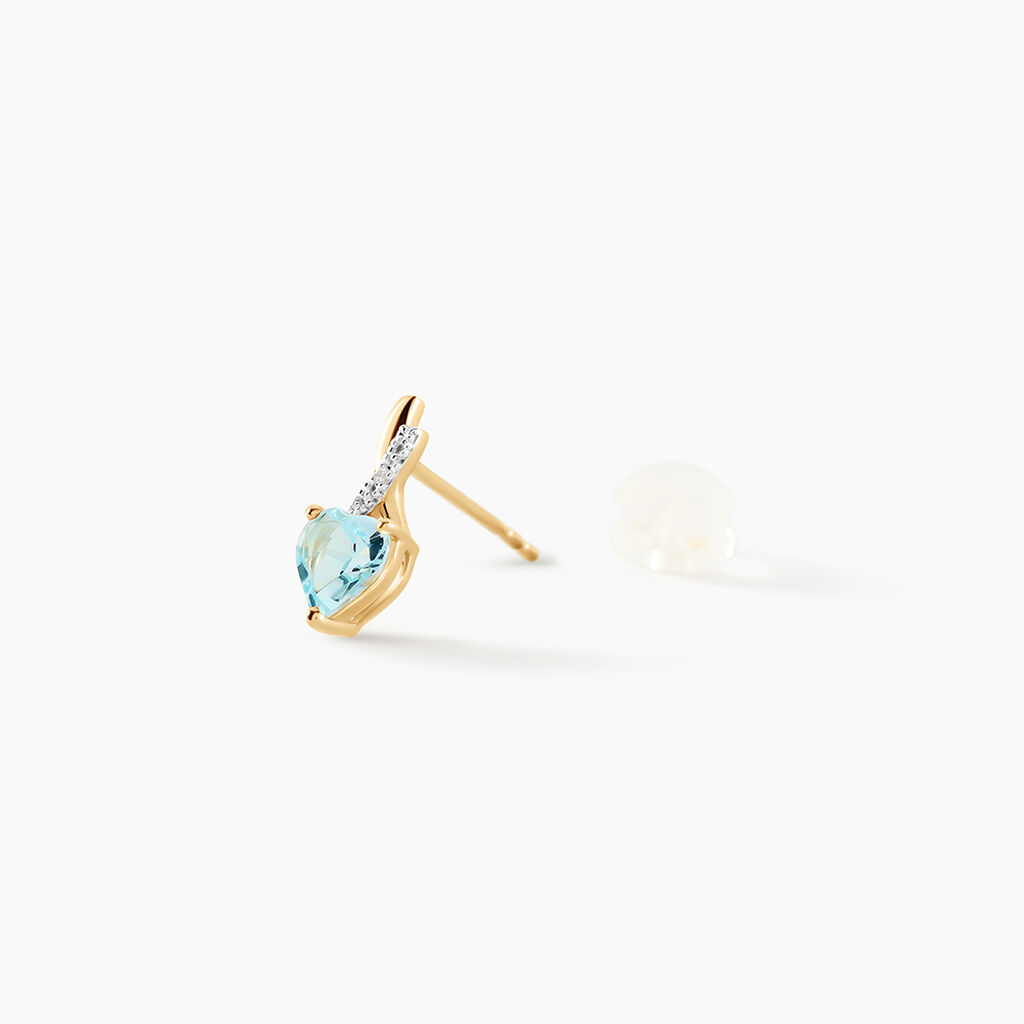 Boucles D'Oreilles Puces Clothilde Or Jaune Topaze Oxyde De Zirconium - Clous d'oreilles Femme | Histoire d&rsquo;Or