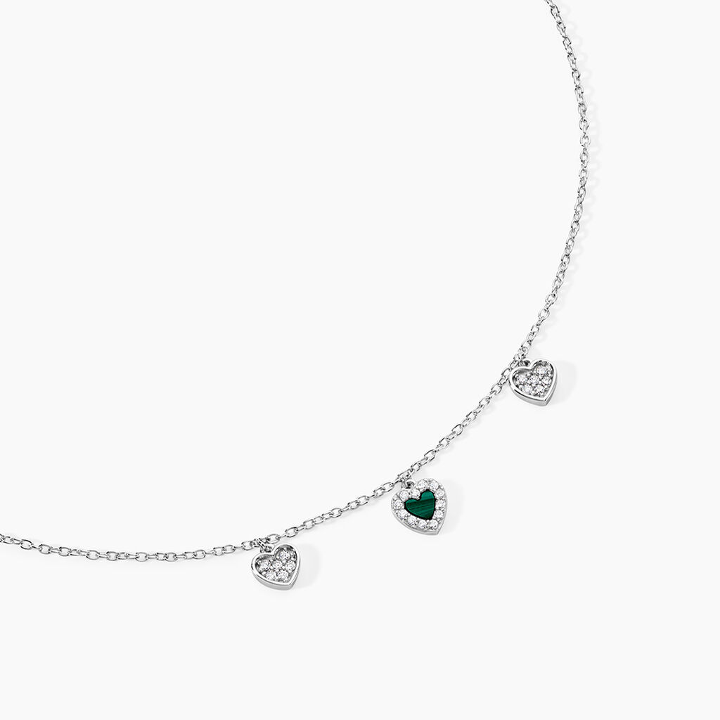 Collier Serment D'Argent Argent Blanc Malachite Oxyde De Zirconium - F&ecirc;te des m&egrave;res Femme | Histoire d&rsquo;Or