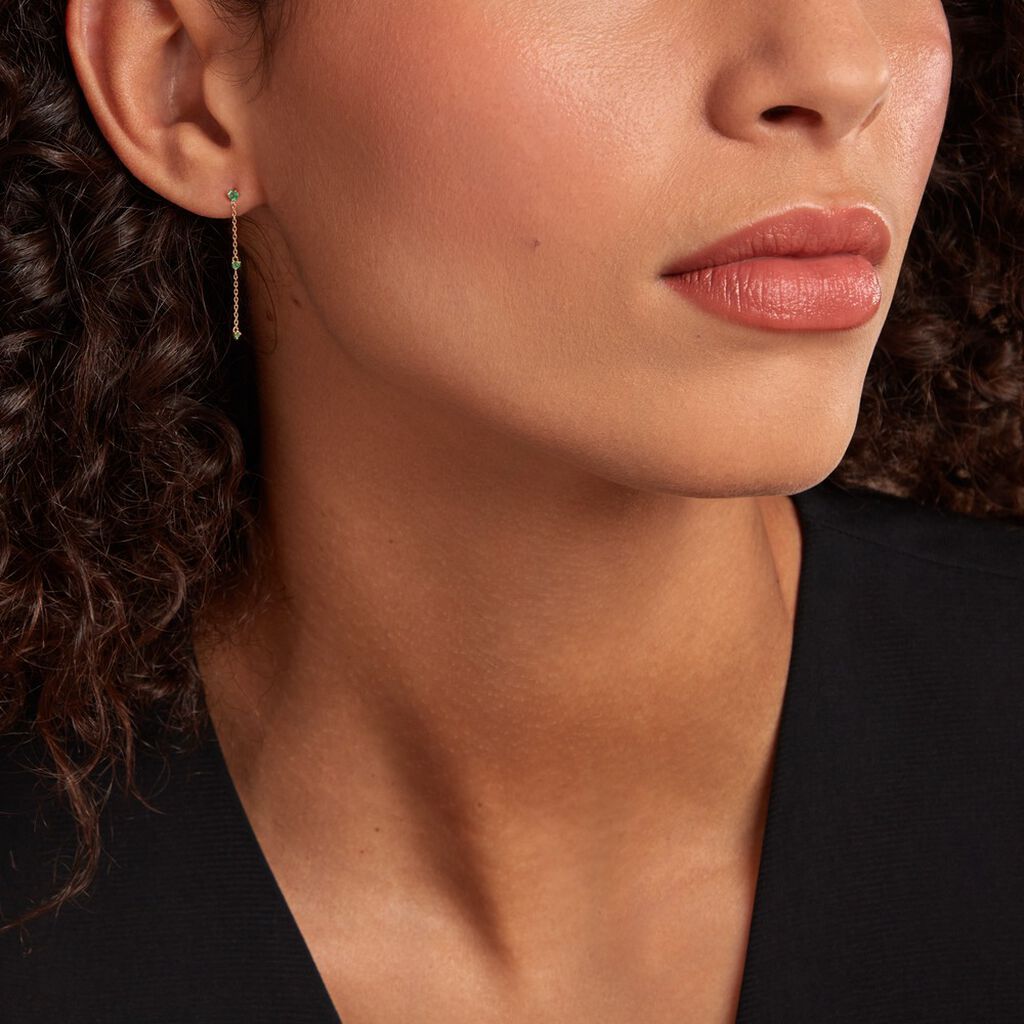 Boucles D'oreilles Pendantes Emeald Is The New Black Or Jaune Emeraude - Boucles d'oreilles pendantes Femme | Histoire d’Or
