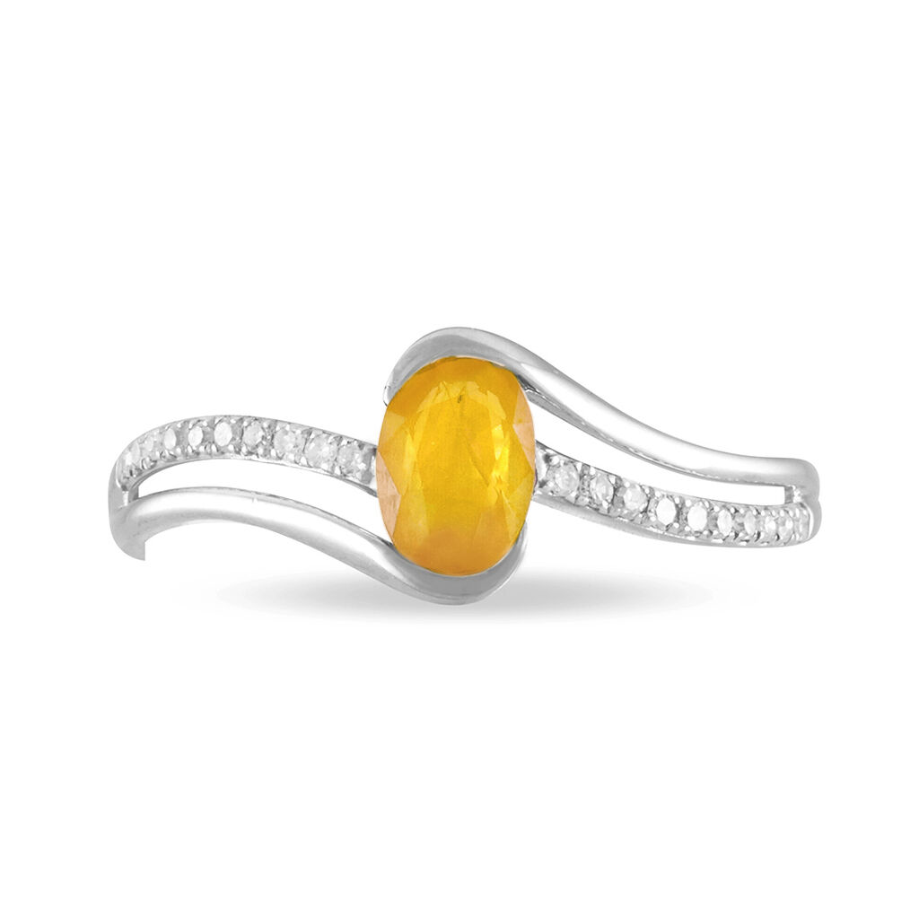 Bague Anja Or Blanc Citrine Et Diamant - Bagues solitaires Femme | Histoire d’Or