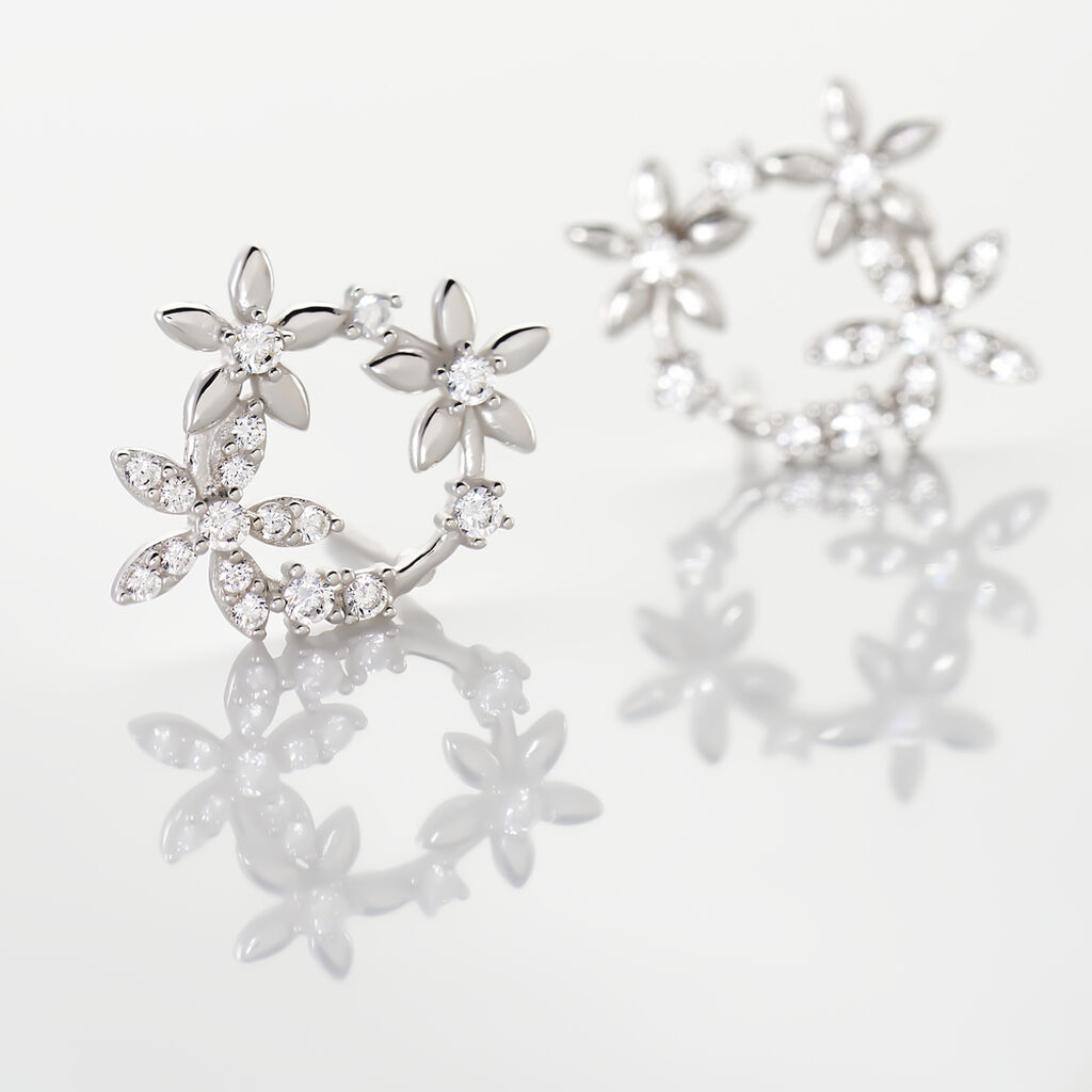 Boucles D'oreilles Pendantes Elinia Argent Blanc Oxyde De Zirconium - Boucles d'oreilles fantaisie Femme | Histoire d’Or