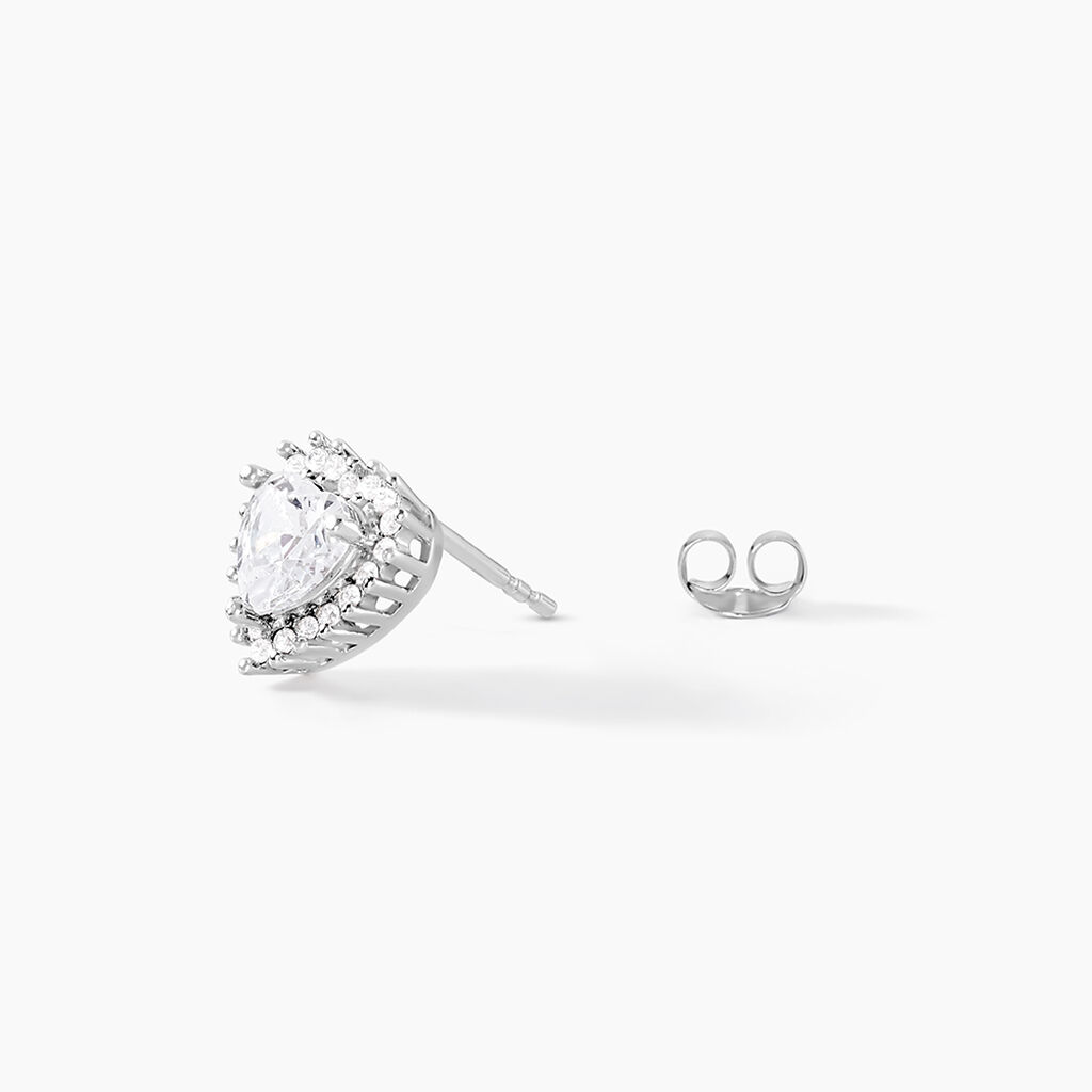 Boucles D'oreilles Puces Calvi Argent Blanc Oxyde De Zirconium - Boucles d'oreilles fantaisie Femme | Histoire d&rsquo;Or