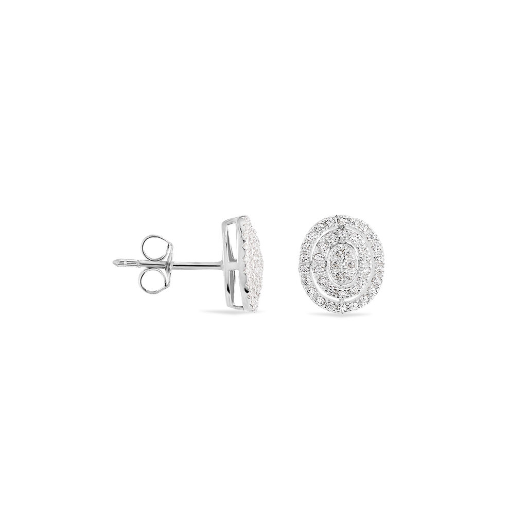 Boucles D'oreilles Puces Fidjy Argent Blanc Oxyde De Zirconium - Boucles d'oreilles fantaisie Femme | Histoire d’Or