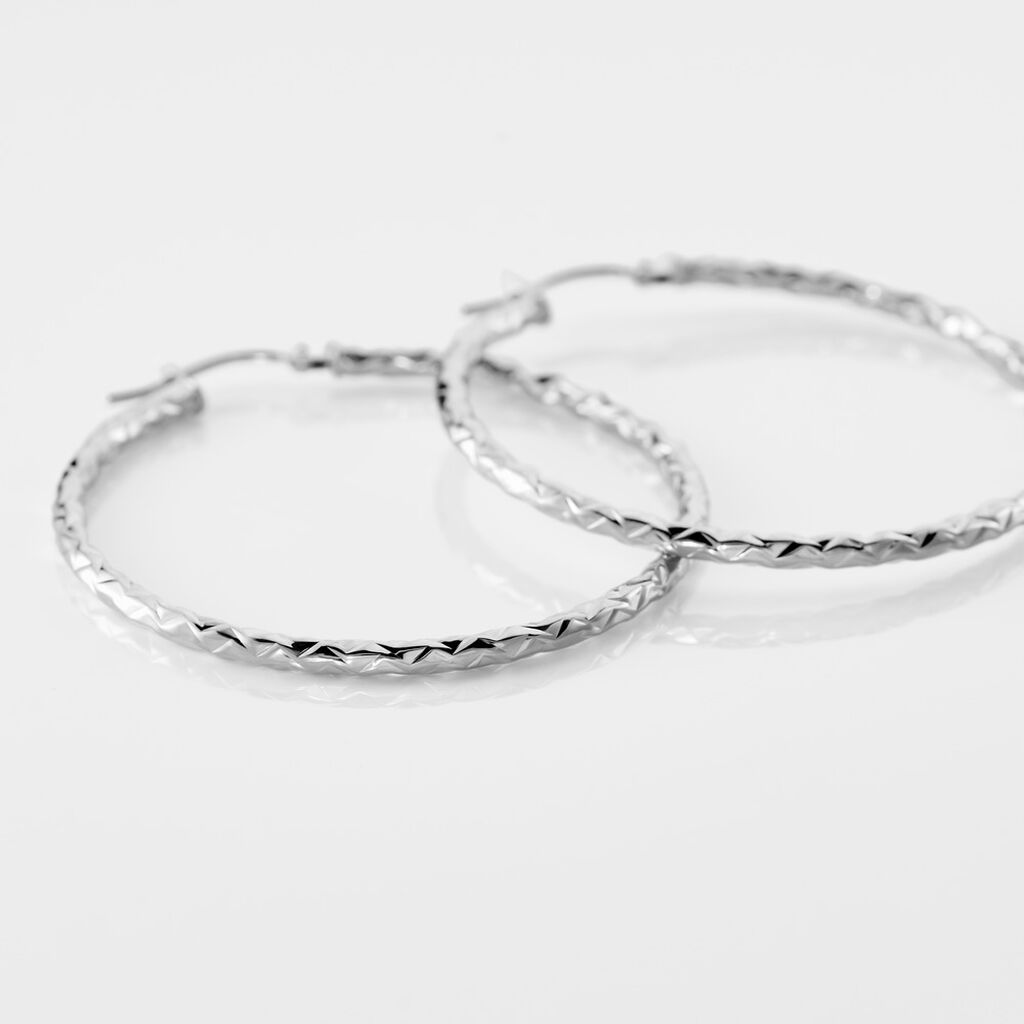 Créoles Cayla Or Blanc - Boucles d'oreilles créoles Femme | Histoire d’Or