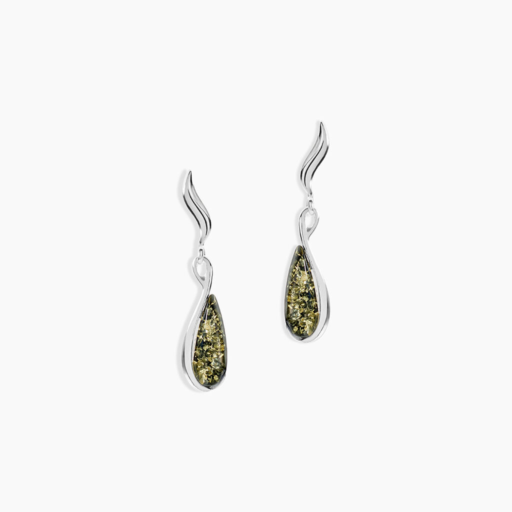 Boucles D'oreilles Pendantes Argent Blanc Odilon Ambre - Boucles d'oreilles fantaisie Femme | Histoire d&rsquo;Or