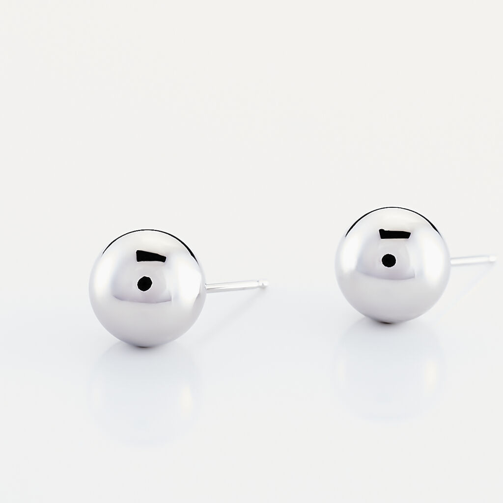 Boucles D'oreilles Puces Fidelia Boule Or Blanc - Clous d'oreilles Femme | Histoire d’Or