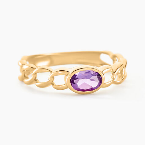 Bague Chain Or Jaune Améthyste - Bagues solitaires Femme | Histoire d’Or