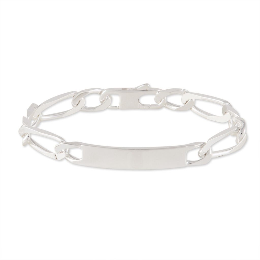 Bracelet Identit&eacute; Vila Maille Alternee 1/2 Argent Blanc - Gourmettes Homme | Histoire d&rsquo;Or
