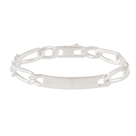 Bracelet Identit&eacute; Vila Maille Alternee 1/2 Argent Blanc - Gourmettes Homme | Histoire d&rsquo;Or