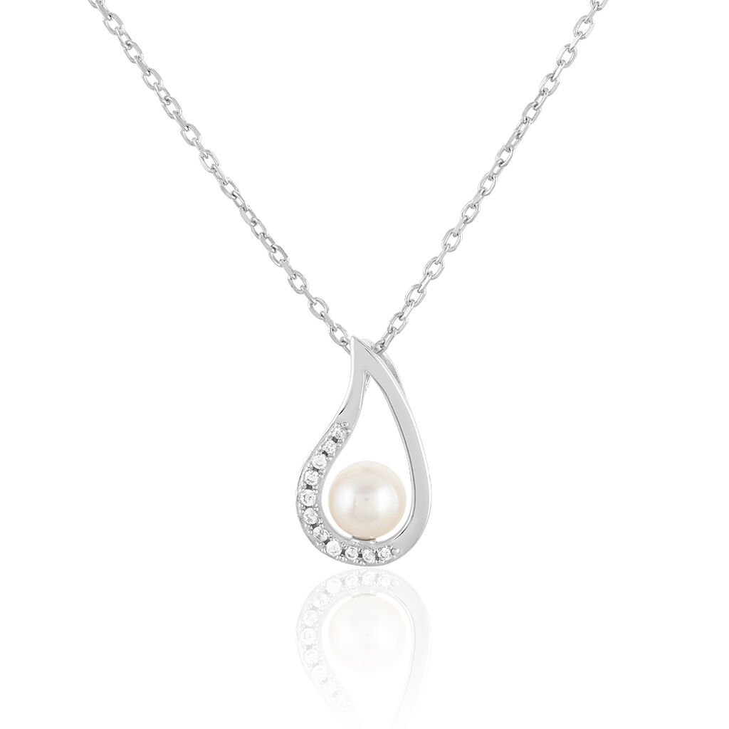 Collier Akiko Argent Blanc Perle De Culture Et Oxyde De Zirconium