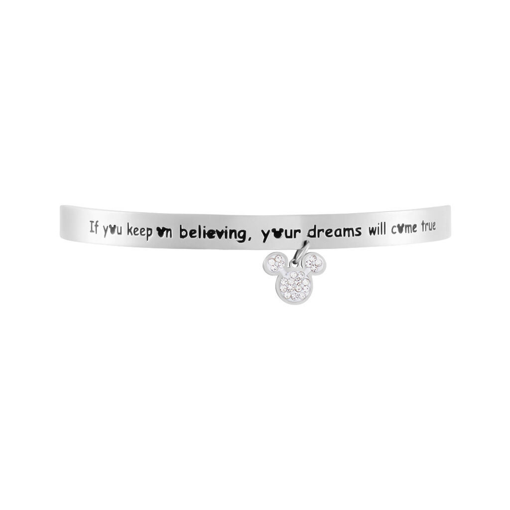 Bracelet Jonc Disney Acier Blanc Cristaux - Bracelets fantaisie Femme | Histoire d’Or