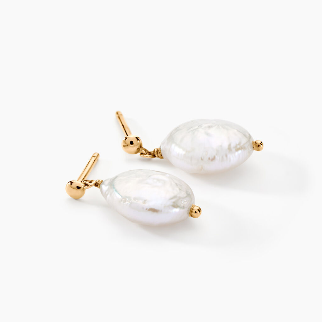 Boucles D'oreilles Pendantes Baroka Or Jaune Perle De Culture - Boucles d'oreilles pendantes Femme | Histoire d’Or