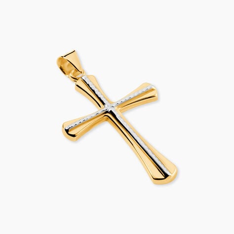 Pendentif Benny Croix Ciselee Or Bicolore - Pendentifs Communion Unisex | Histoire d&rsquo;Or