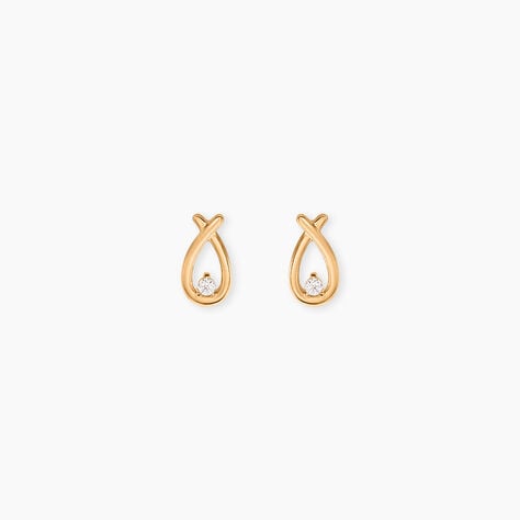 Boucles D'Oreilles Puces Le&iuml;na Plaqu&eacute; Or Jaune Oxyde De Zirconium - Boucles d'oreilles fantaisie Femme | Histoire d&rsquo;Or