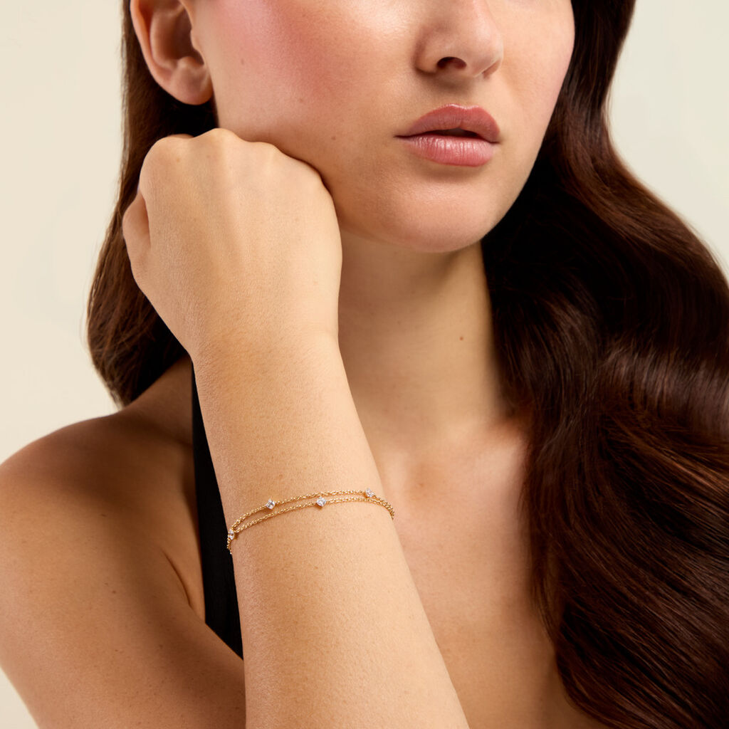 Bracelet Eclat D'Etoile Argent Dor&eacute; A L'Or 750/1000 Oxyde De Zirconium - Bracelets Femme | Histoire d&rsquo;Or