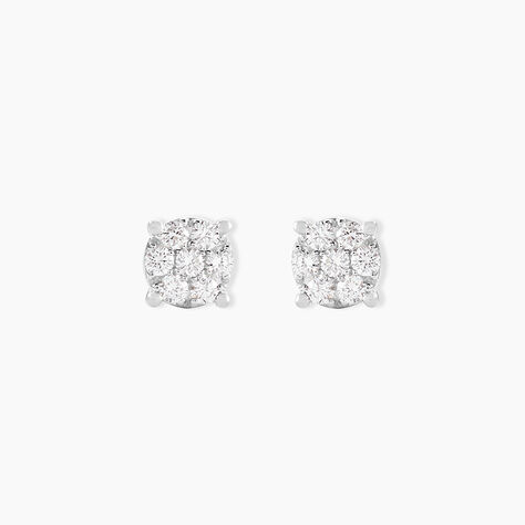 Boucles D'oreilles Puces Charlene Or Blanc Diamant Synthetique - Clous d'oreilles Femme | Histoire d&rsquo;Or