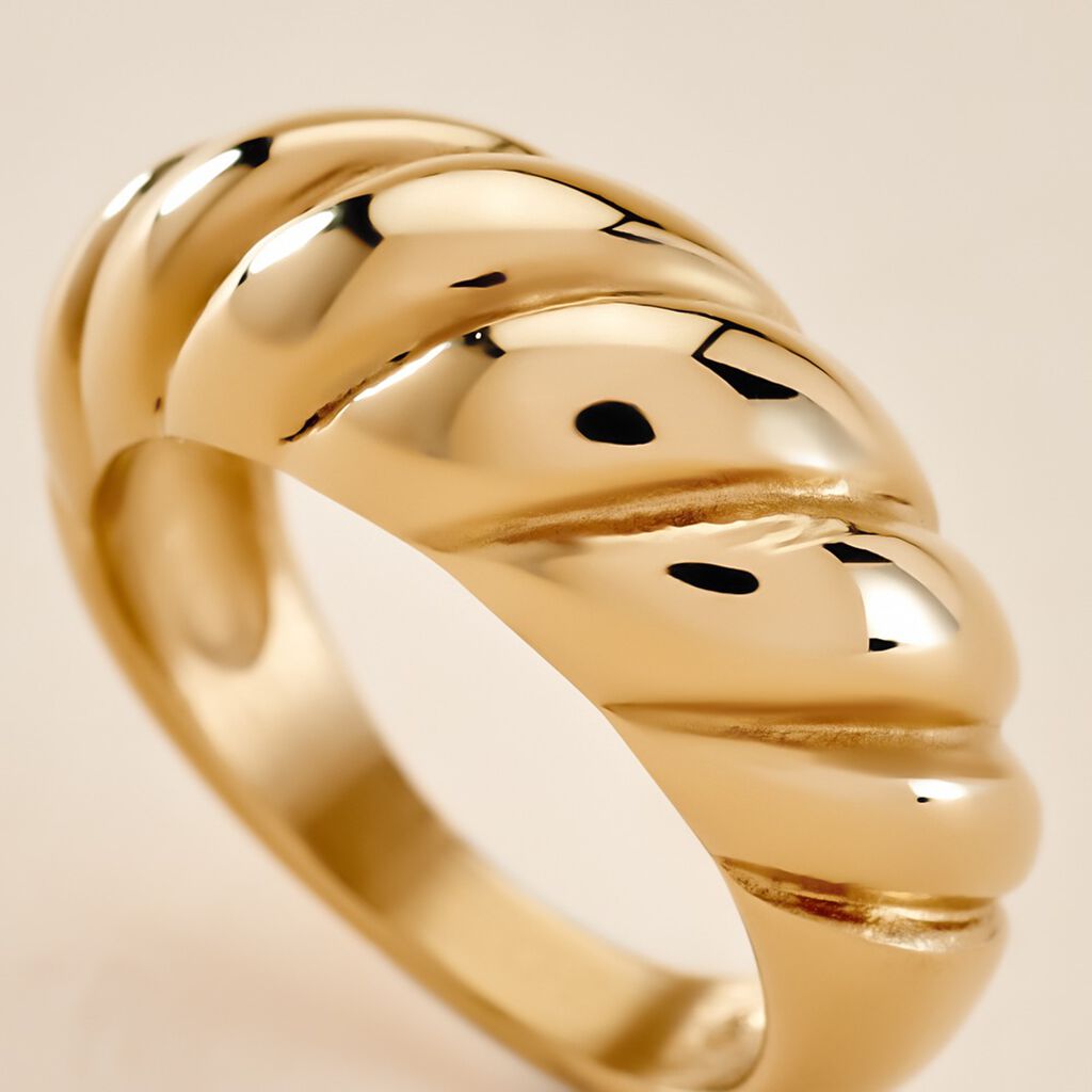 Bague Clive Acier Doré - Bagues fantaisie Femme | Histoire d’Or