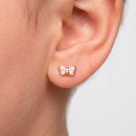 Boucles D'oreilles Puces Papillon Rose Or Jaune - Clous d'oreilles Enfant | Histoire d&rsquo;Or