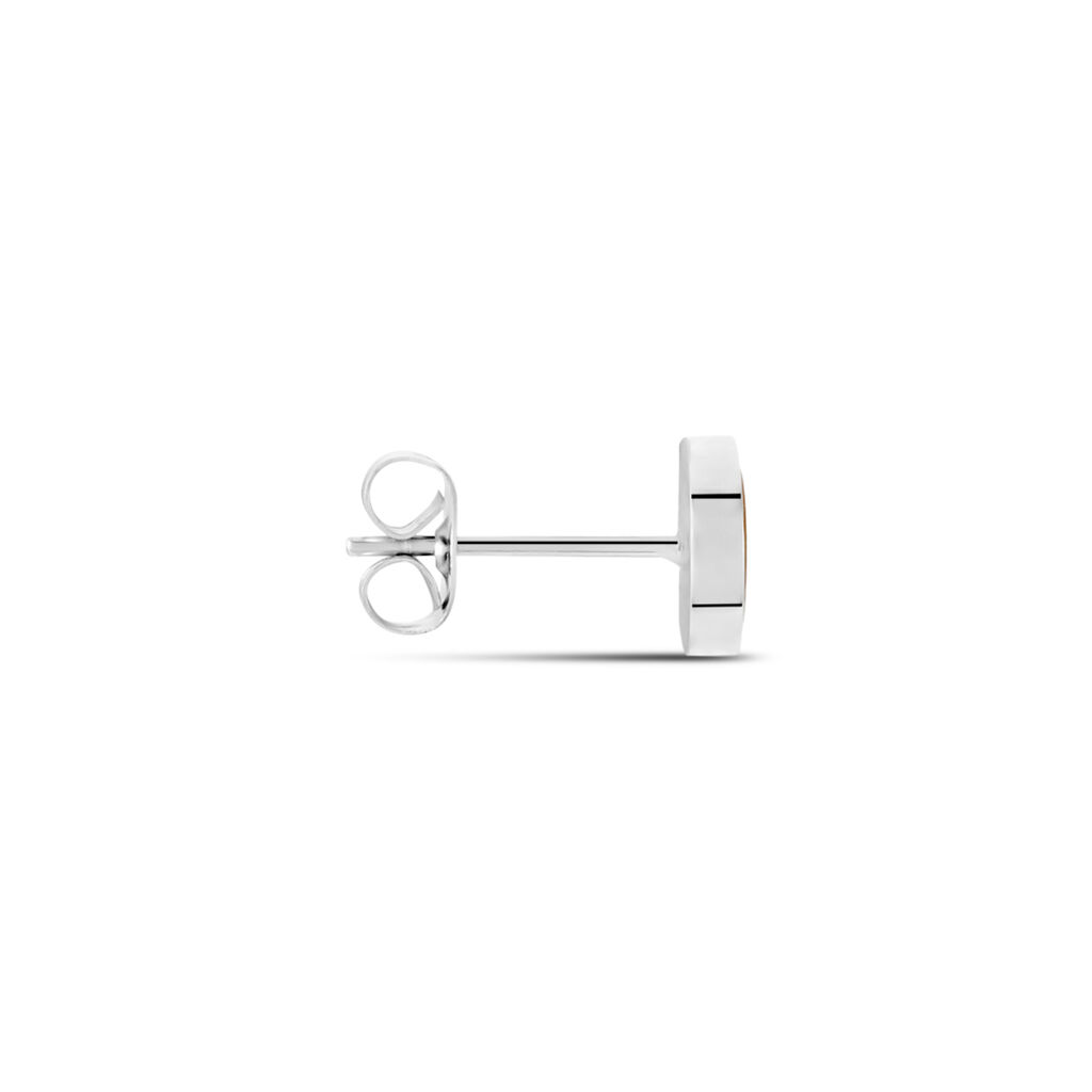 Boucle D'oreille Puce Unitaire Acier Blanc Maarten Oeilo De Tigre - Boucles d'oreilles fantaisie Homme | Histoire d’Or