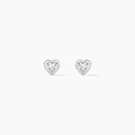 Boucles D'oreilles Puces Dot Coeur Plein Or Blanc Oxyde De Zirconium - Clous d'oreilles Famille | Histoire d&rsquo;Or