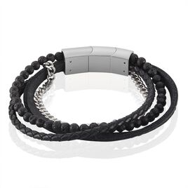 Bracelet Acier Blanc Juult Pierres De Lave - Bracelets fantaisie Homme | Histoire d’Or