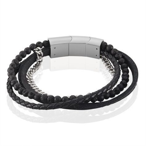 Bracelet Acier Blanc Juult Pierres De Lave - Bracelets fantaisie Homme | Histoire d’Or