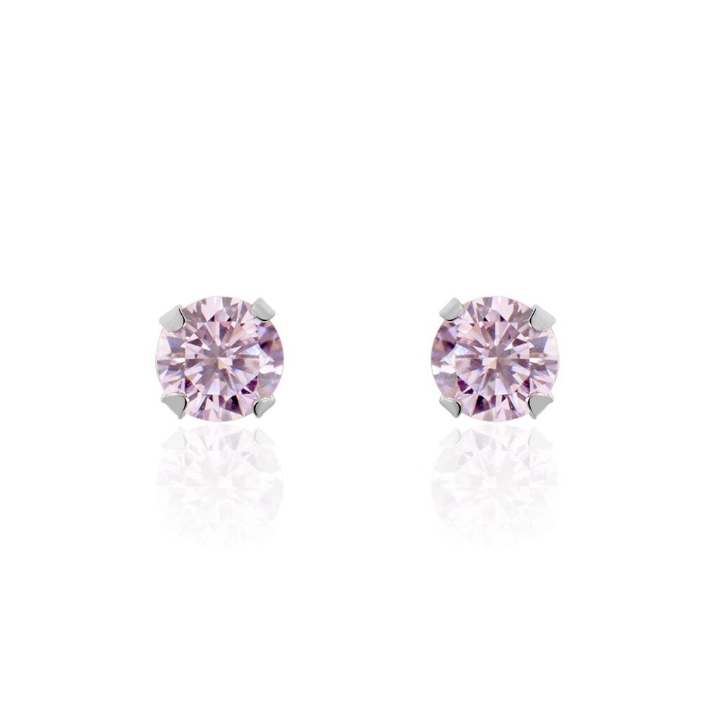 Boucles D'oreilles Puces Or Blanc Oxydes De Zirconium - Clous d'oreilles Femme | Histoire d’Or